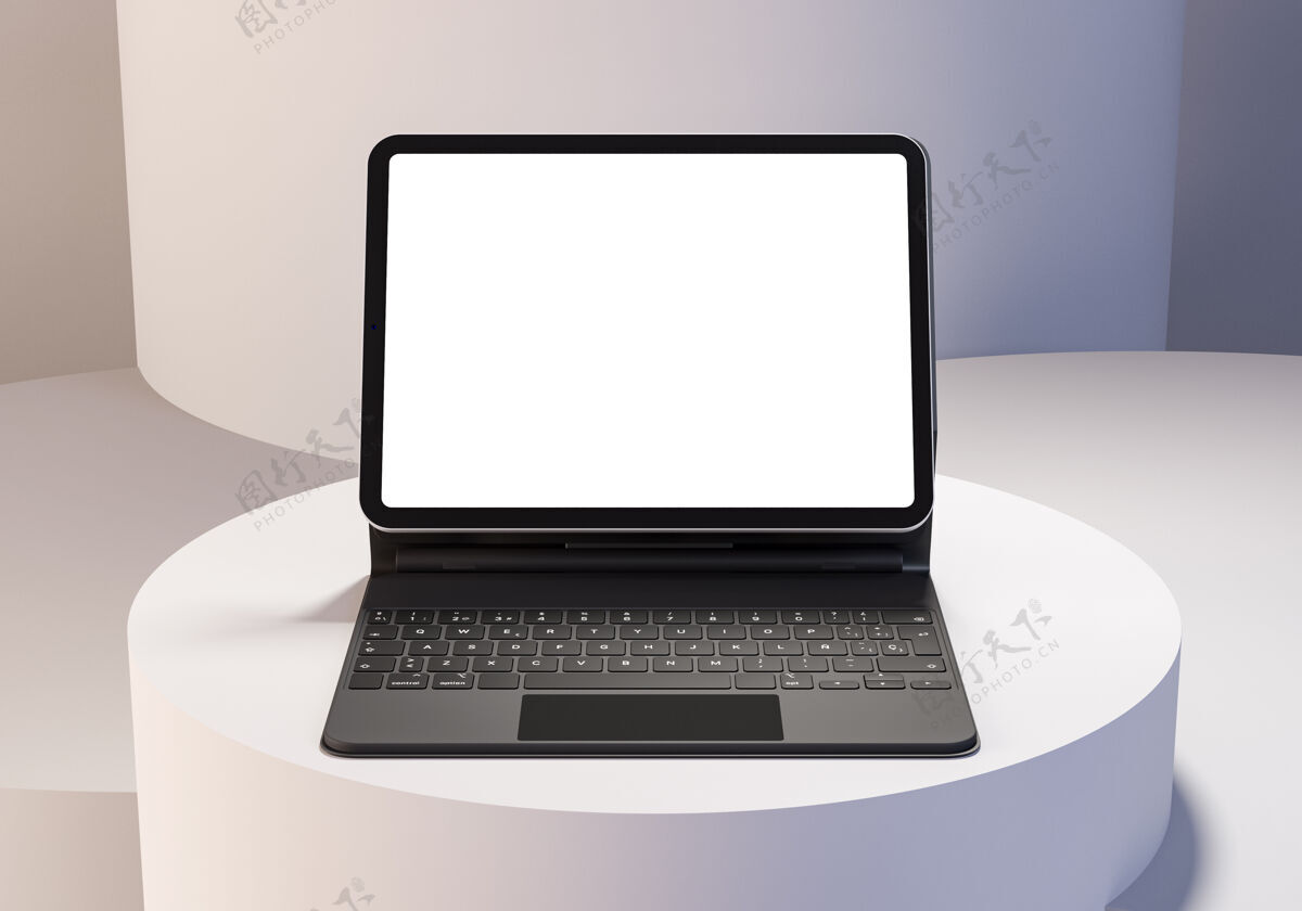 模型现代平板电脑与键盘连接的安排连接设备数字