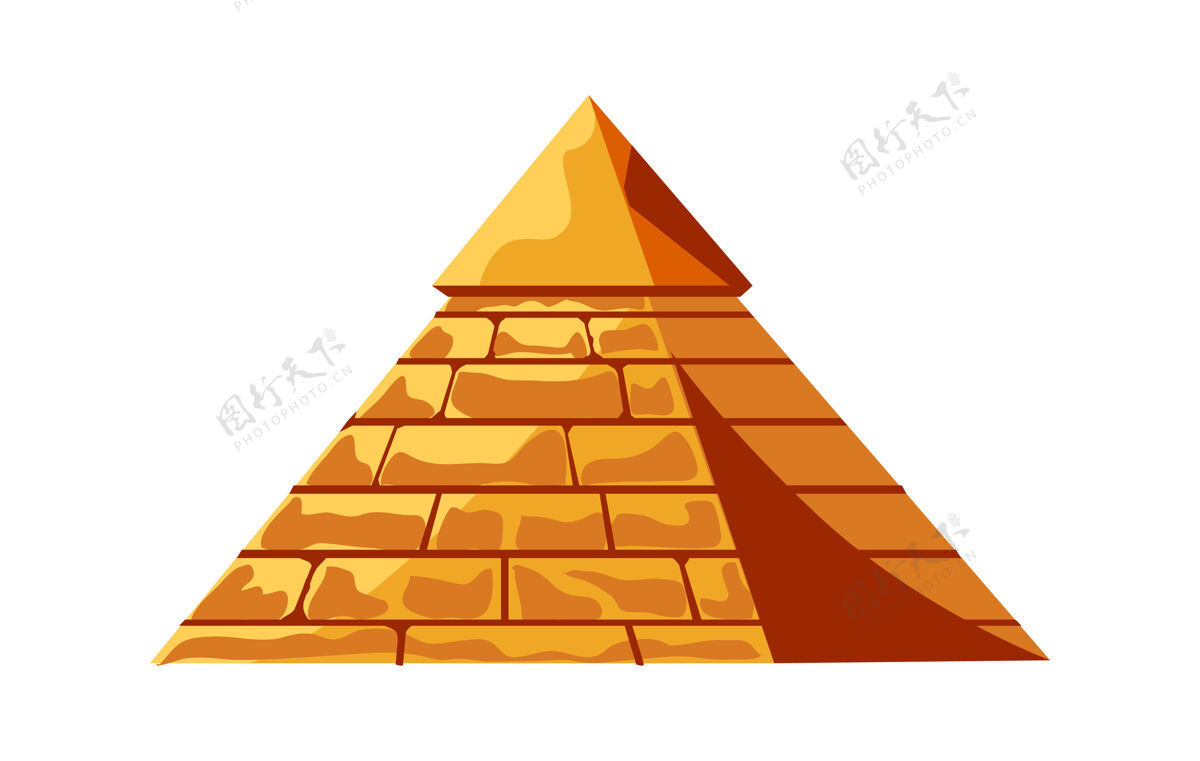 卡通埃及金字塔从金色的沙石块 法老墓 卡通矢量插图历史历史开罗