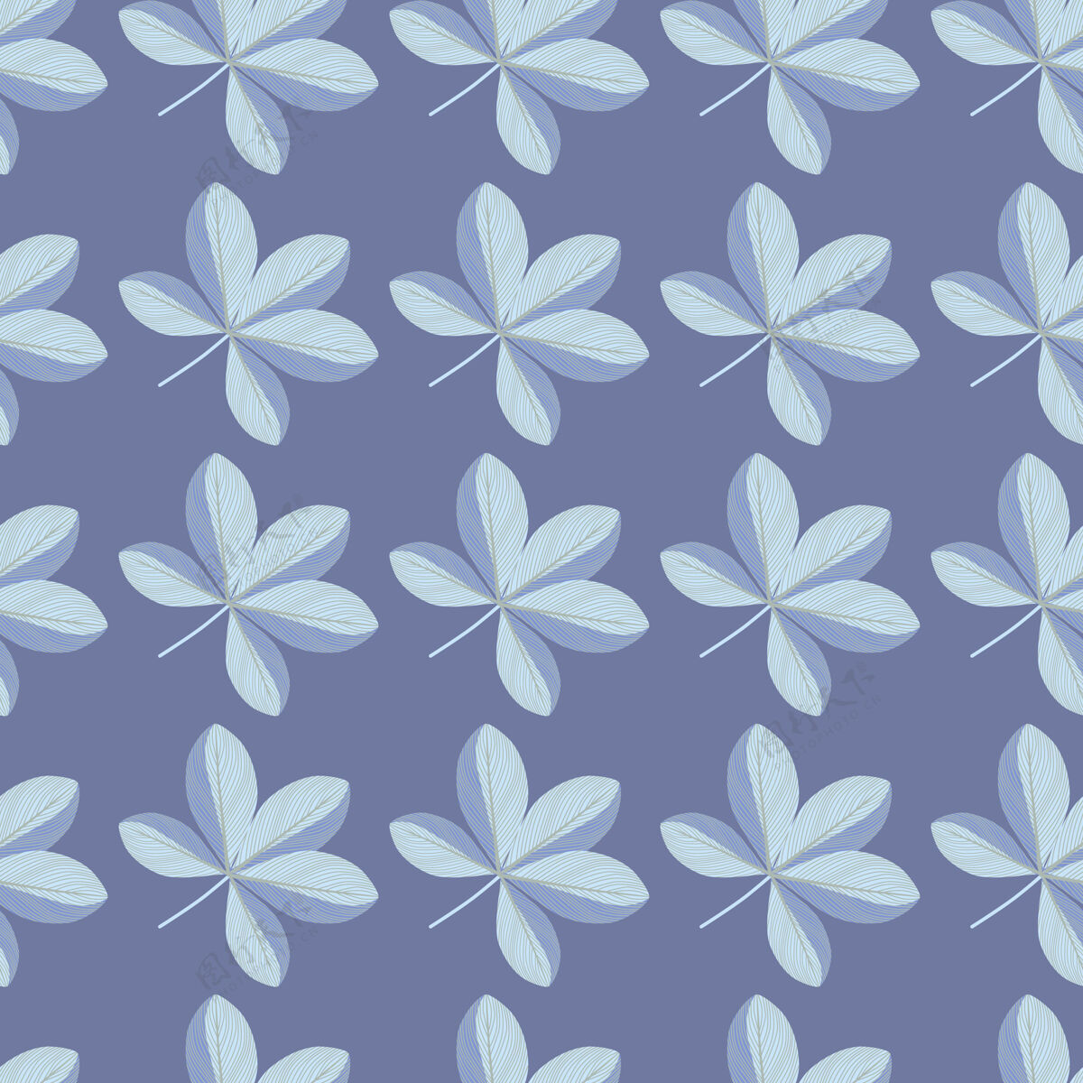 花朵绽放自然的天衣无缝图案与蓝色涂鸦雪佛兰花朵点缀无缝装饰植物
